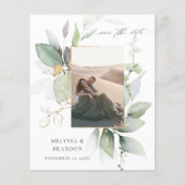 Budget Eucalyptus Glow Foto Vertica Save the Date (Voorkant)