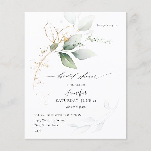 Budget Eucalyptus Glow Gold Greenery Vrijgezellenf Flyer (Voorkant)