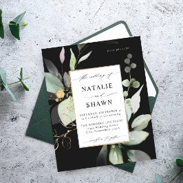 Budget Eucalyptus Glow Gold Greenery Wedding Black Flyer