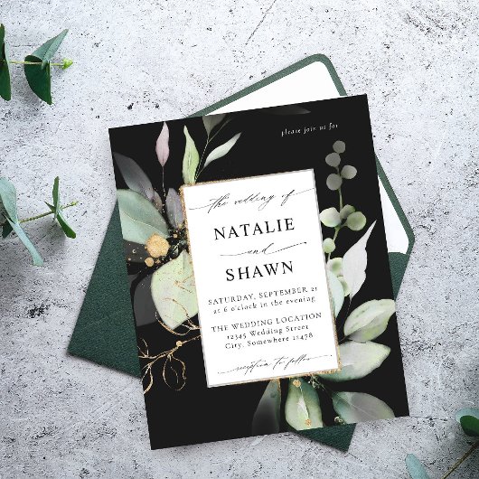 Budget Eucalyptus Glow Goud Groen Huwelijk Zwart Flyer