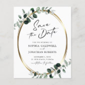 Budget Eucalyptus Gold Calligrafie Sparen de Datum (Voorkant)
