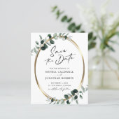 Budget Eucalyptus Gold Calligrafie Sparen de Datum (Staand voorkant)