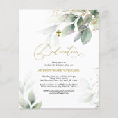 Budget Eucalyptus & Gold Dedication Invitation (Voorkant)