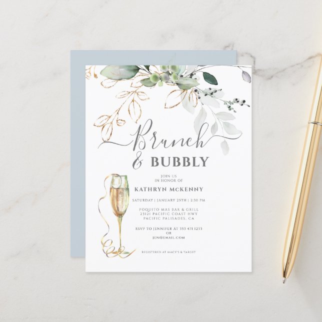 Budget Eucalyptus Gold Dusty Blue Vrijgezellenfees (Voorkant / Achterkant in situ)