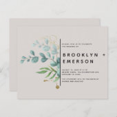 BUDGET Eucalyptus Gold Foil Modern Weddenschap (Voorkant / Achterkant)