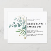 BUDGET Eucalyptus Gold Foil Modern Weddenschap (Voorkant / Achterkant)