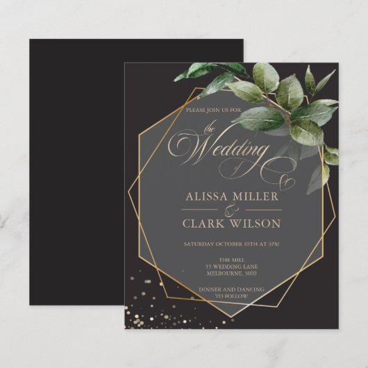 BUDGET Eucalyptus Gold Geometric Black Wedding (Voorkant / Achterkant)