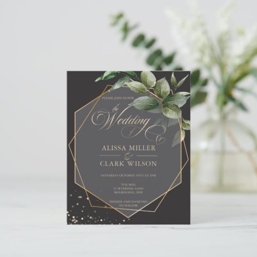BUDGET Eucalyptus Gold Geometric Black Wedding (Staand voorkant)