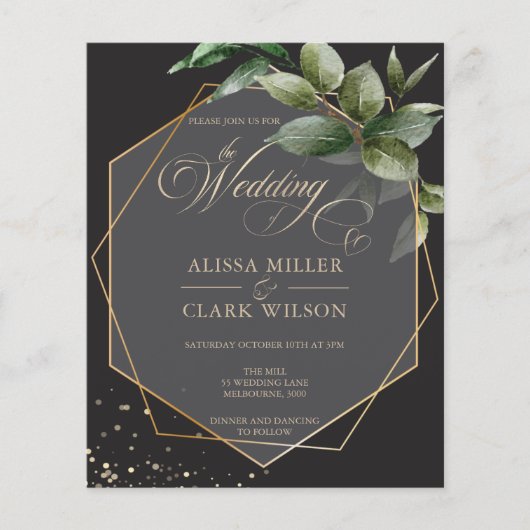 BUDGET Eucalyptus Gold Geometric Black Wedding (Voorkant)