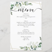 BUDGET Eucalyptus Gold Glitter Menu Kaart (Voorkant)