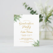 Budget Eucalyptus Gold Graduation Party Uitnodigin (Staand voorkant)