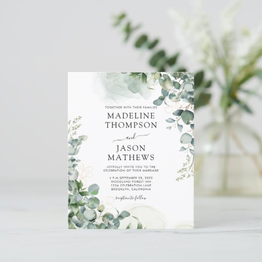 BUDGET Eucalyptus Gold Greenery Weddenschap (Staand voorkant)