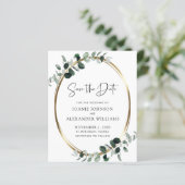 Budget Eucalyptus Gold Metallic Save the Date (Staand voorkant)