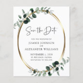 Budget Eucalyptus Gold Metallic Save the Date (Voorkant)