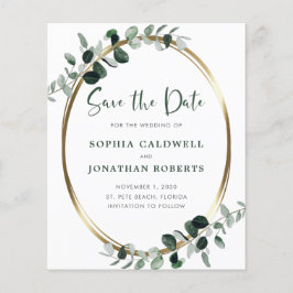 Budget Eucalyptus Gold Metallic Save the Date
