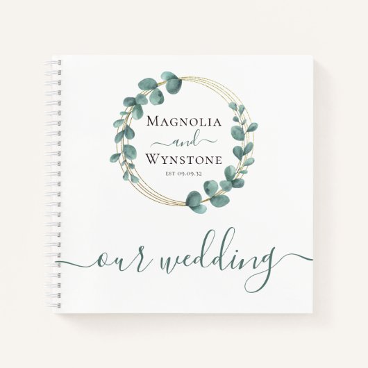 BUDGET Eucalyptus Gold Wreated Weddenbook Notitieboek (Voorkant)