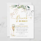 Budget Eucalyptus Goud Roze Blush Bruidsfeest Kaart (Voorkant)