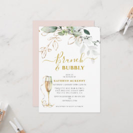 Budget Eucalyptus Goud Roze Blush Bruidsfeest Kaart