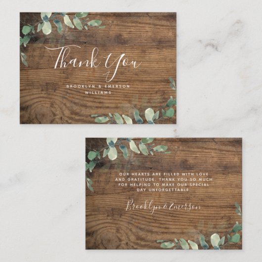 BUDGET Eucalyptus Green Foliage Weddenschap Hartel Notitiekaartje (Voorkant / Achterkant)