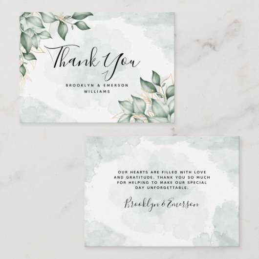 BUDGET Eucalyptus Green Foliage Weddenschap Hartel Notitiekaartje (Voorkant / Achterkant)