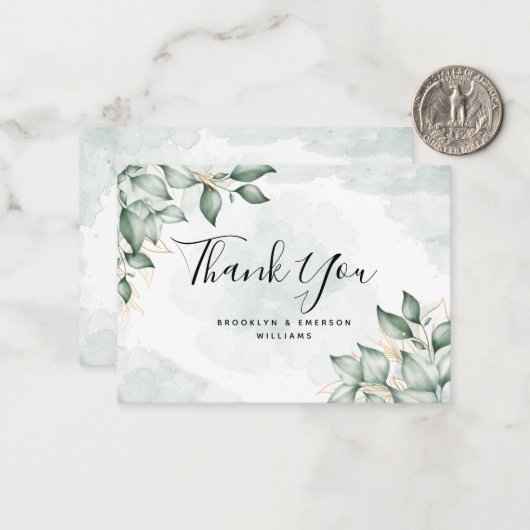 BUDGET Eucalyptus Green Foliage Weddenschap Hartel Notitiekaartje (Voorkant / Achterkant in situ)