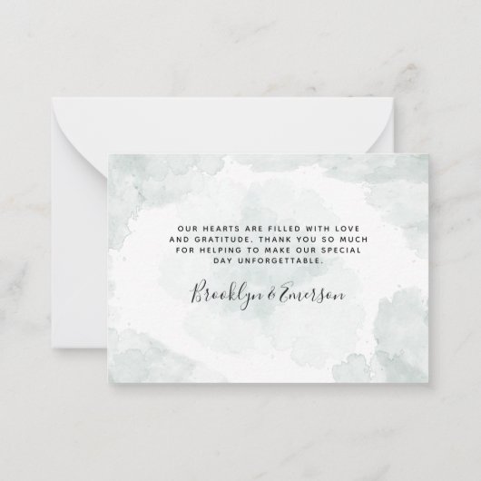 BUDGET Eucalyptus Green Foliage Weddenschap Hartel Notitiekaartje (Achterkant)