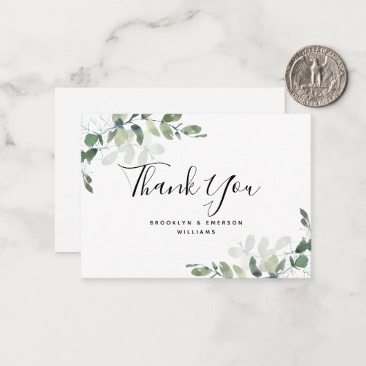 BUDGET Eucalyptus Green Foliage Weddenschap Hartel Notitiekaartje (Voorkant / Achterkant in situ)