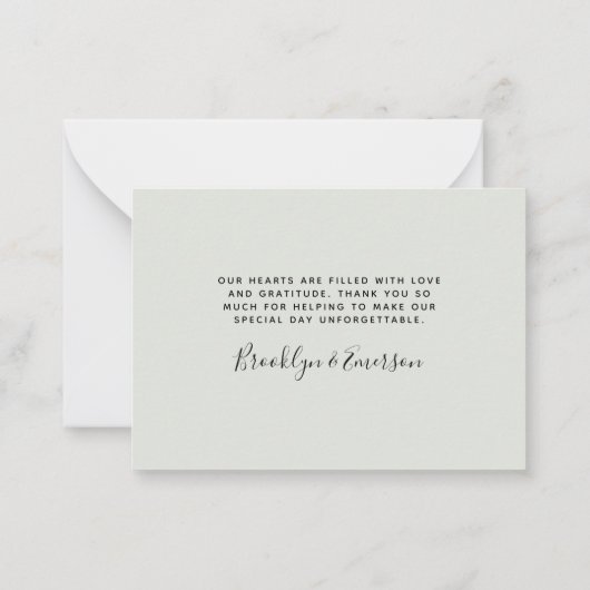 BUDGET Eucalyptus Green Foliage Weddenschap Hartel Notitiekaartje (Achterkant)