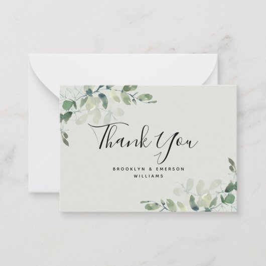 BUDGET Eucalyptus Green Foliage Weddenschap Hartel Notitiekaartje (Voorkant)