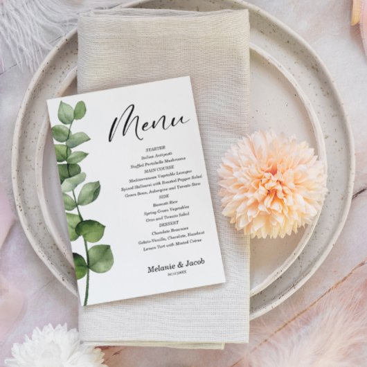 Budget Eucalyptus Green Leaves Flat Menu Kaart