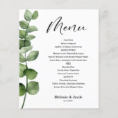 Budget Eucalyptus Green Leaves Flat Menu Kaart (Voorkant)