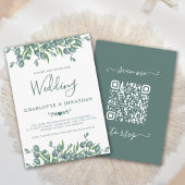 Budget Eucalyptus Green QR Code Weddenschap Notitiekaartje
