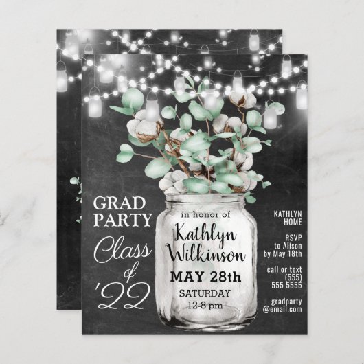 BUDGET Eucalyptus Greenery AFSTUDEERDER Party - Ui (Voorkant / Achterkant)