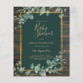 BUDGET Eucalyptus Greenery BABY SHOWER Rustisch Flyer (Voorkant)