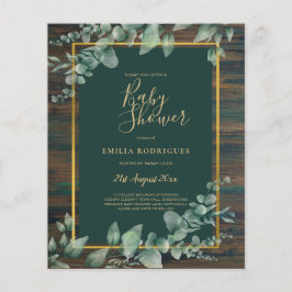 BUDGET Eucalyptus Greenery BABY SHOWER Rustisch Flyer