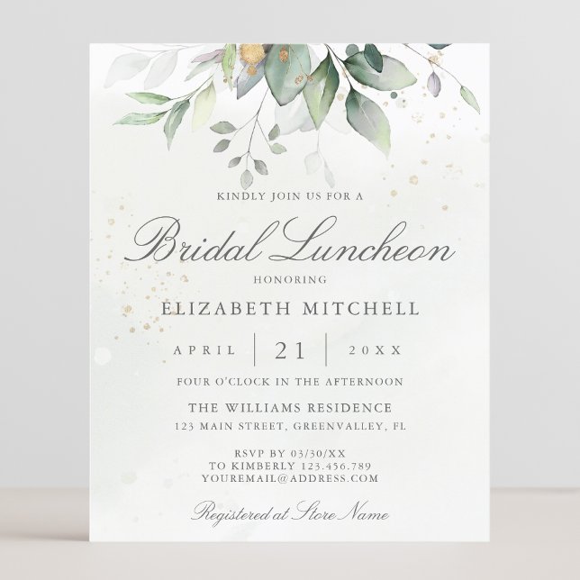 Budget Eucalyptus Greenery Bridal Luncheon Invite (Creator heeft geüpload)