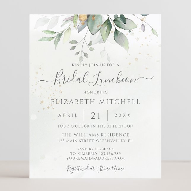 Budget Eucalyptus Greenery Bridal Luncheon Invite (Creator heeft geüpload)