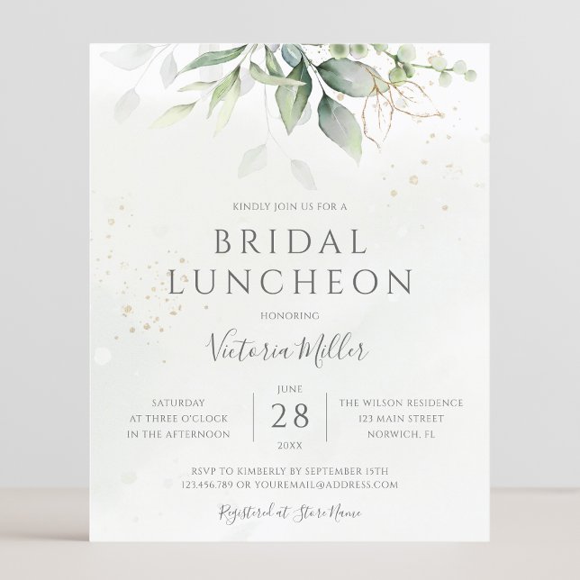 Budget Eucalyptus Greenery Bridal Luncheon Invite (Creator heeft geüpload)