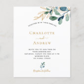 Budget eucalyptus greenery bruiloft uitnodiging (Voorkant)