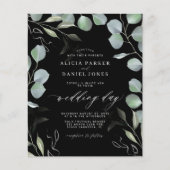 Budget eucalyptus greenery bruiloft uitnodiging (Voorkant)