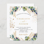 Budget eucalyptus greenery bruiloft uitnodiging (Voorkant / Achterkant)
