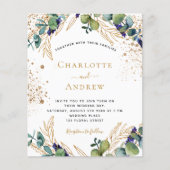 Budget eucalyptus greenery bruiloft uitnodiging (Voorkant)