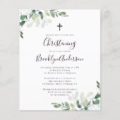 Budget Eucalyptus Greenery Christening Uitnodiging (Voorkant)