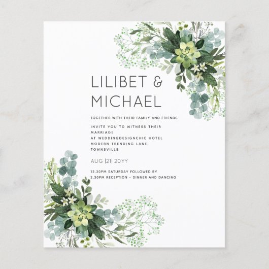 BUDGET Eucalyptus Greenery Foliage Weddenschap (Voorkant)