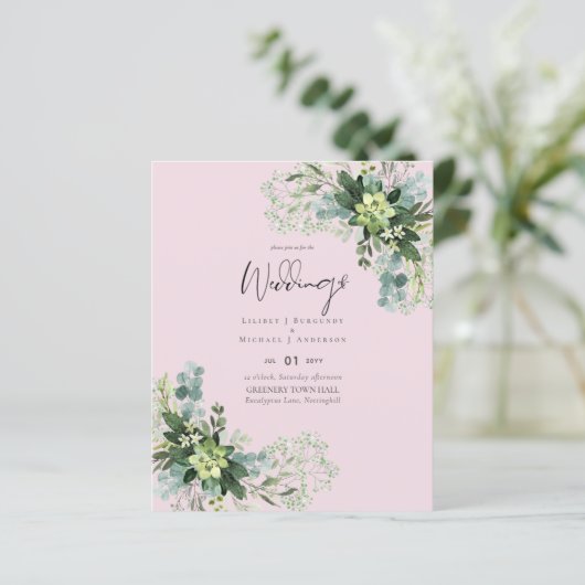 BUDGET Eucalyptus Greenery Foliage Weddenschap (Staand voorkant)