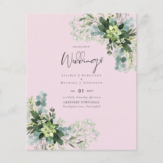 BUDGET Eucalyptus Greenery Foliage Weddenschap (Voorkant)