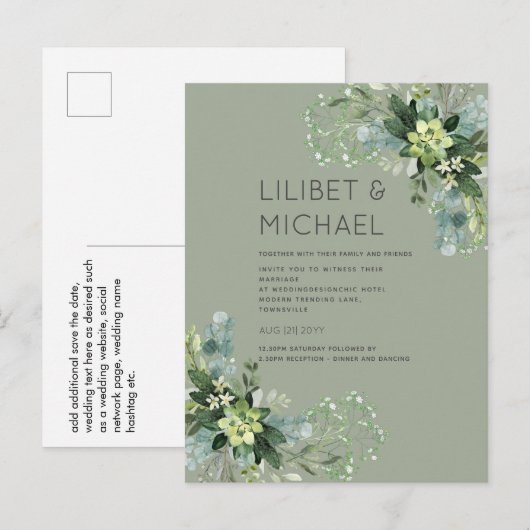 BUDGET Eucalyptus Greenery Foliage Weddenschap Briefkaart (Voorkant / Achterkant)