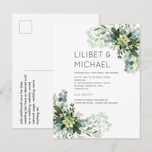 BUDGET Eucalyptus Greenery Foliage Weddenschap Briefkaart (Voorkant / Achterkant)