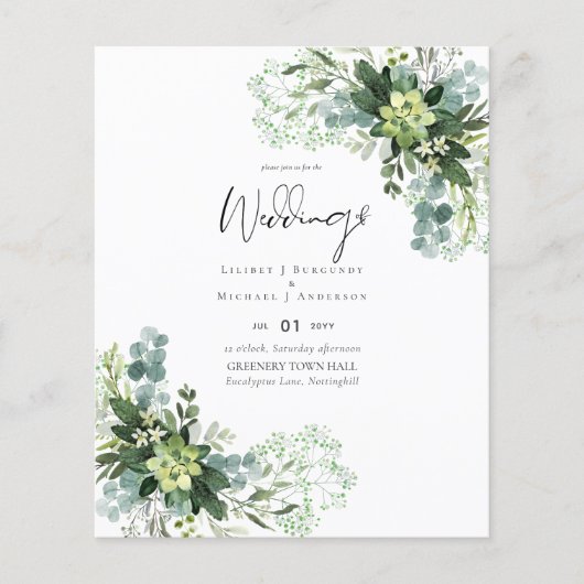 BUDGET Eucalyptus Greenery Foliage Weddenschap Flyer (Voorkant)