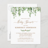 Budget Eucalyptus Greenery Gold Baby shower Invite (Voorkant / Achterkant)